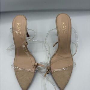 RAYE Beige Heels with Transparent Straps